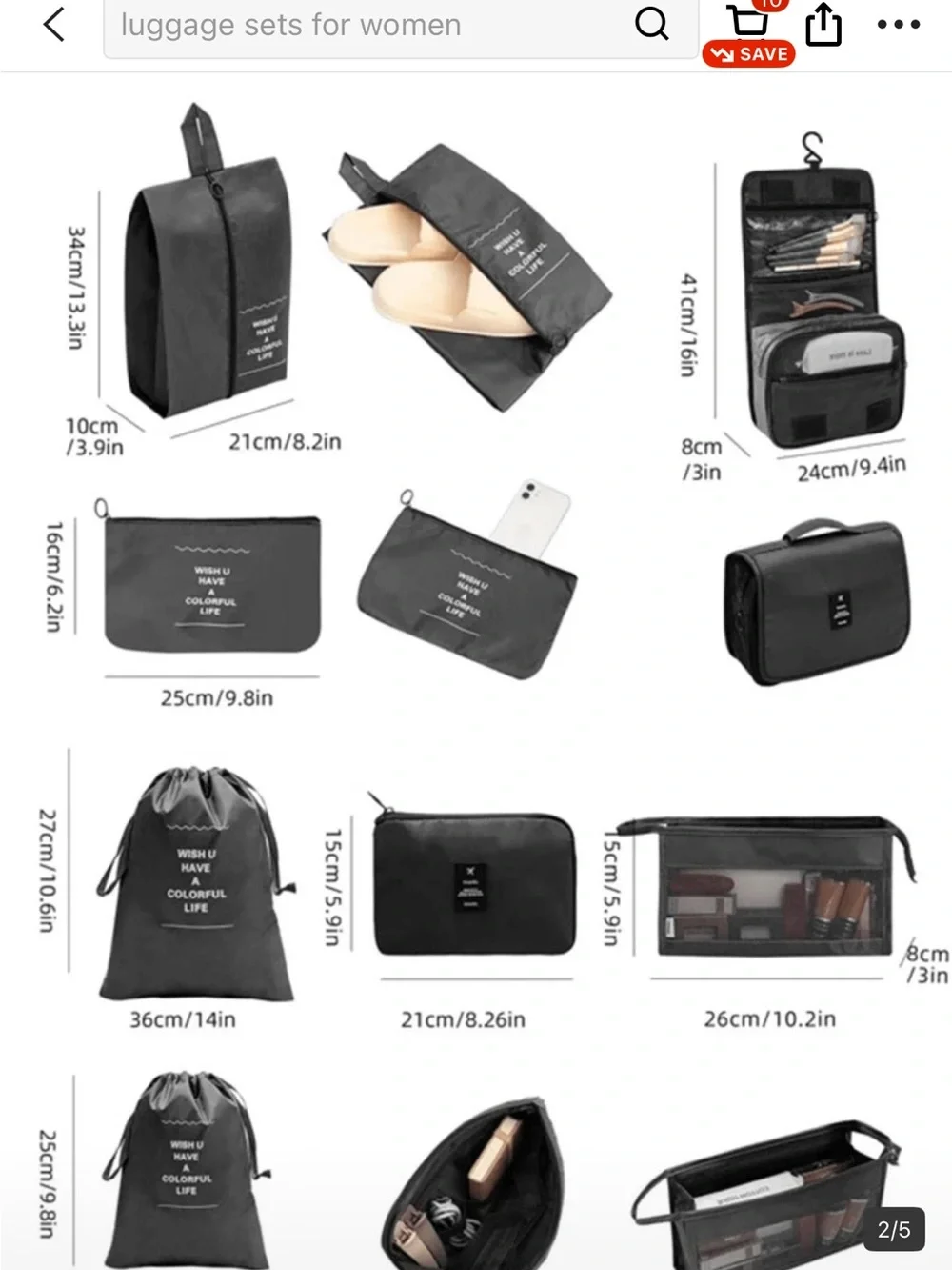 SHEIN Black Travel Packing Cube & Organizer Set 11 pieces new